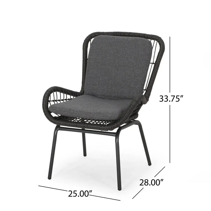 Outdoor Wicker Club Chair With Cushions (Set of 2)