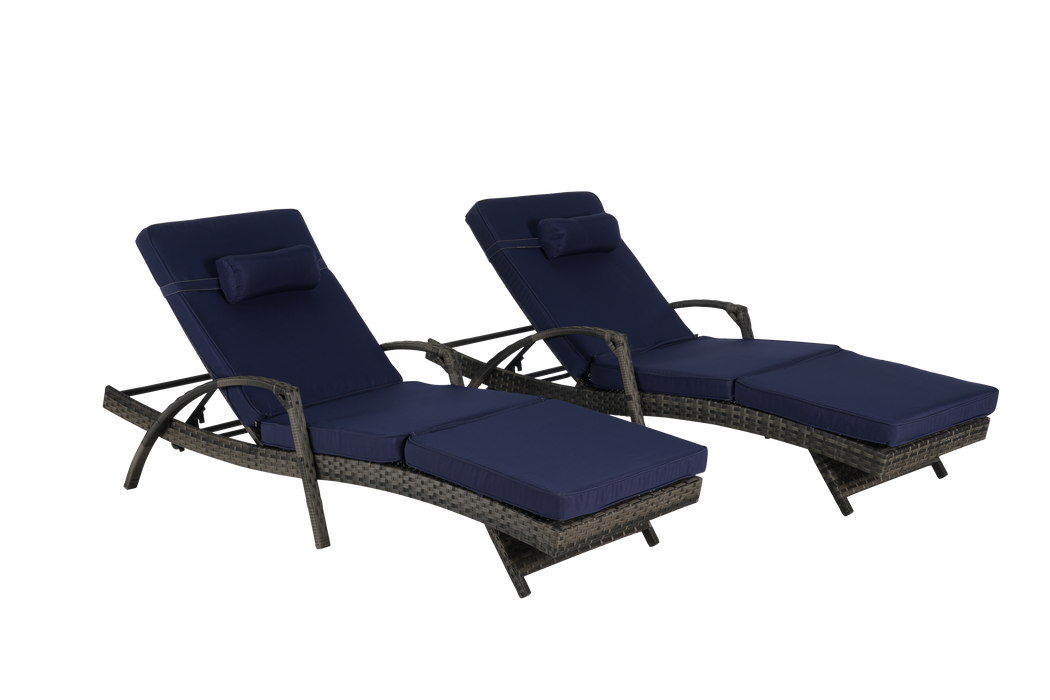 Outdoor Wicker Reclining Chair Set of 2 with Cushions