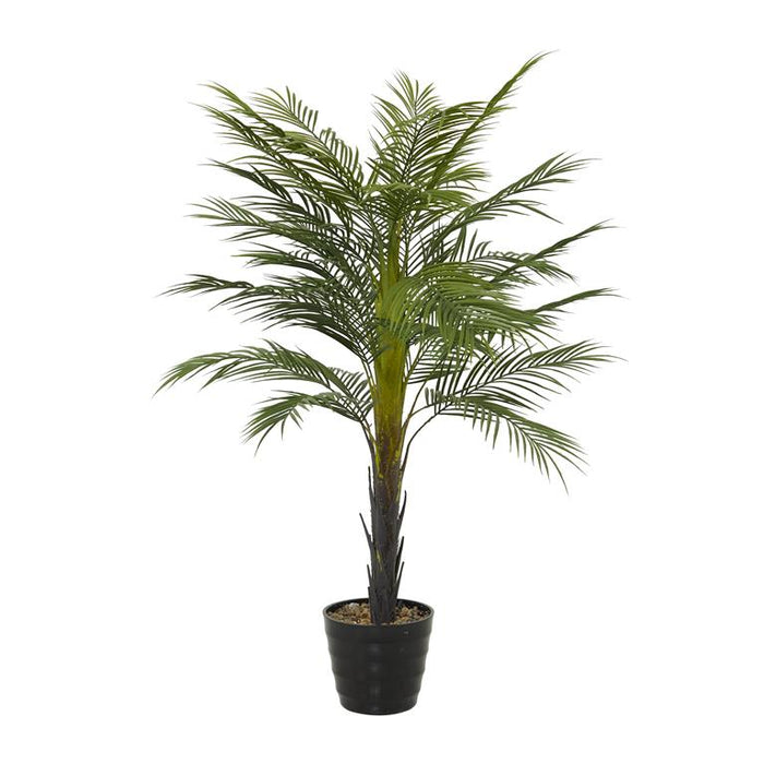 Green Faux Foliage Areca Palm Artificial Tree with Realistic Leaves and Black Melamine Pot