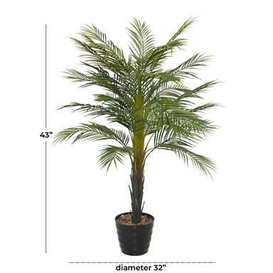 Green Faux Foliage Areca Palm Artificial Tree with Realistic Leaves and Black Melamine Pot