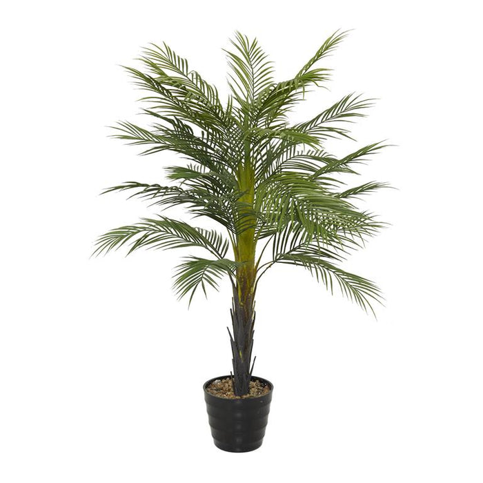 Green Faux Foliage Areca Palm Artificial Tree with Realistic Leaves and Black Melamine Pot