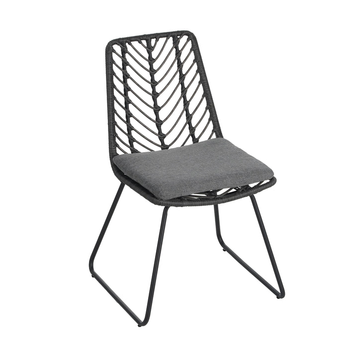 7-Piece Outdoor Dining Set for 6 with Acacia Wood Table and Rattan Chairs