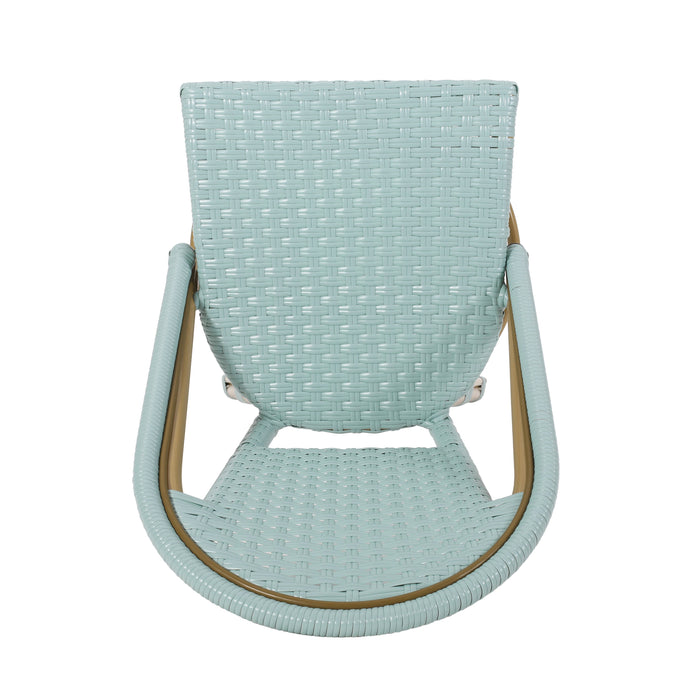 29.5' Outdoor PE Rattan and Aluminum French Barstools, Set of 2