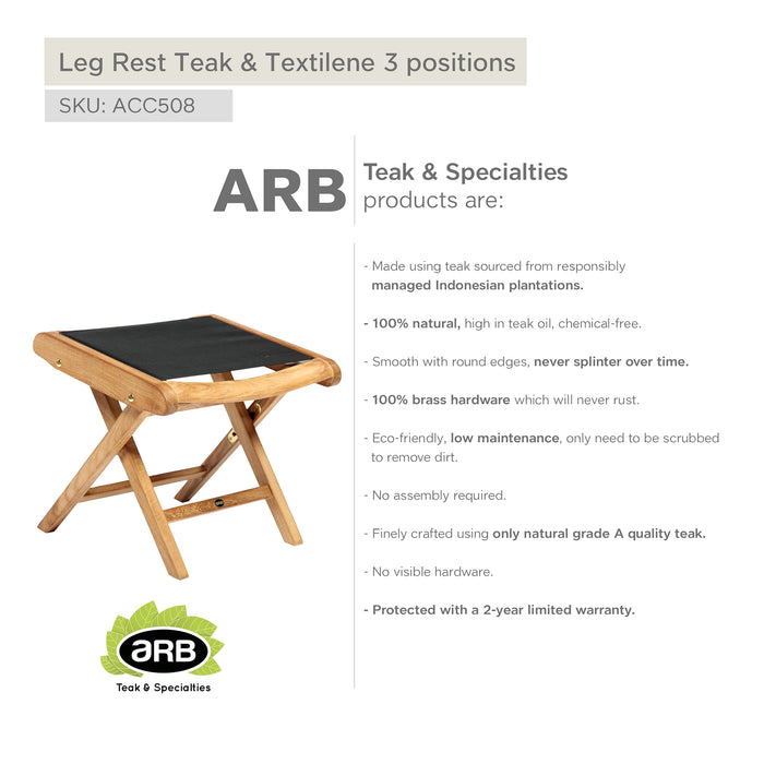 ARB Teak & Textilene Leg Rest 3 positions