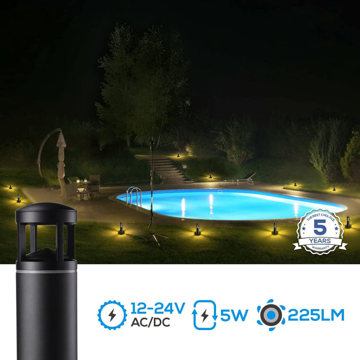 ALP59 8-Pack 3000K Warm White Integrated LED Low Voltage Pathway Lights, Outdoor Landscape Lighting, Aluminum Housing, 5W 12V AC/DC Path Lights for Driveway, Garden, Lawn, IP65 Waterproof, 3000K Warm White