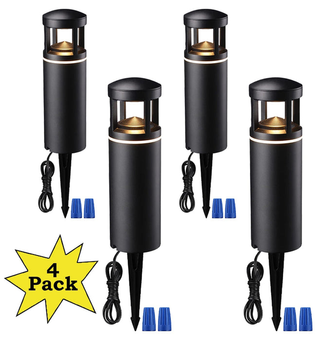 ALP59 4-Pack 3000K Warm White Integrated LED Low Voltage Pathway Lights, Outdoor Landscape Lighting, Aluminum Housing, 5W 12V AC/DC Path Lights for Driveway, Garden, Lawn, IP65 Waterproof, 3000K Warm White