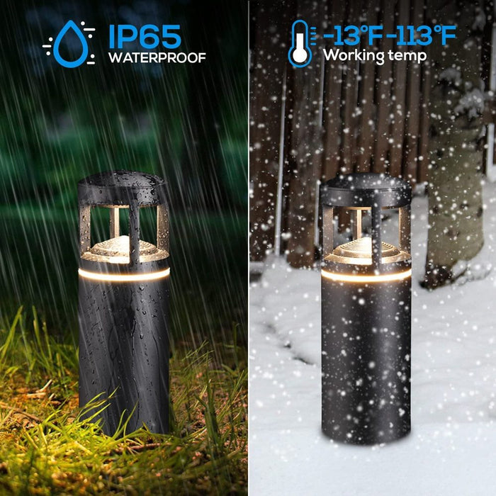 ALP59 4-Pack 3000K Warm White Integrated LED Low Voltage Pathway Lights, Outdoor Landscape Lighting, Aluminum Housing, 5W 12V AC/DC Path Lights for Driveway, Garden, Lawn, IP65 Waterproof, 3000K Warm White