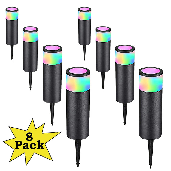 ALPR08 8-Pack RGB LED Landscape Pathway Lights Package, 4.5W Low Voltage 12V Bollard Outdoor Landscape Lighting