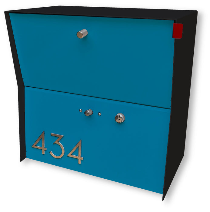 RetroBox Locking Small Package Wall Mounted Mailbox in Textured Matt Black