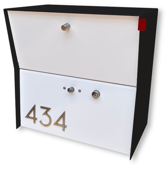 RetroBox Locking Small Package Wall Mounted Mailbox in Textured Matt Black