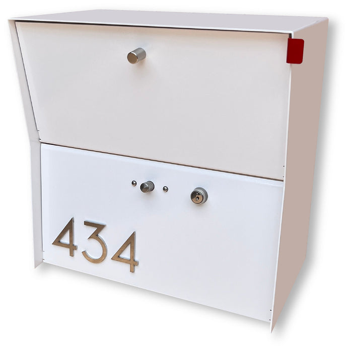 RetroBox Locking Small Package Wall Mounted Mailbox in White