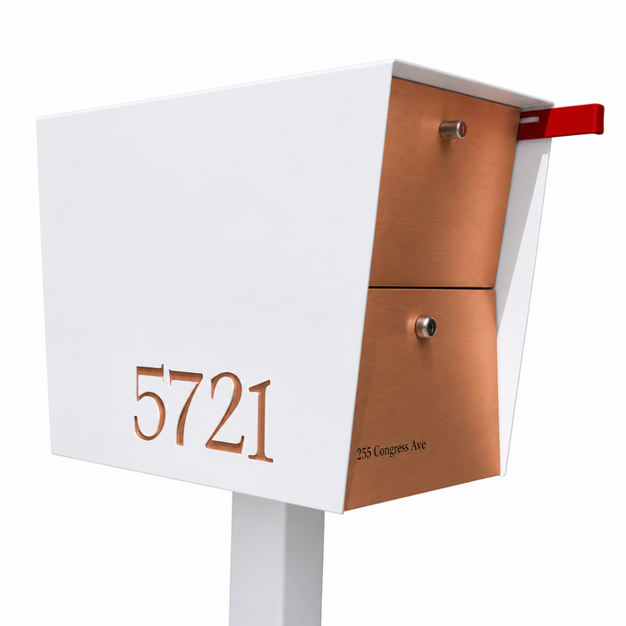 NEW! The UpTown Box Locking Package Dropbox in ARCTIC WHITE - Modern Mailbox