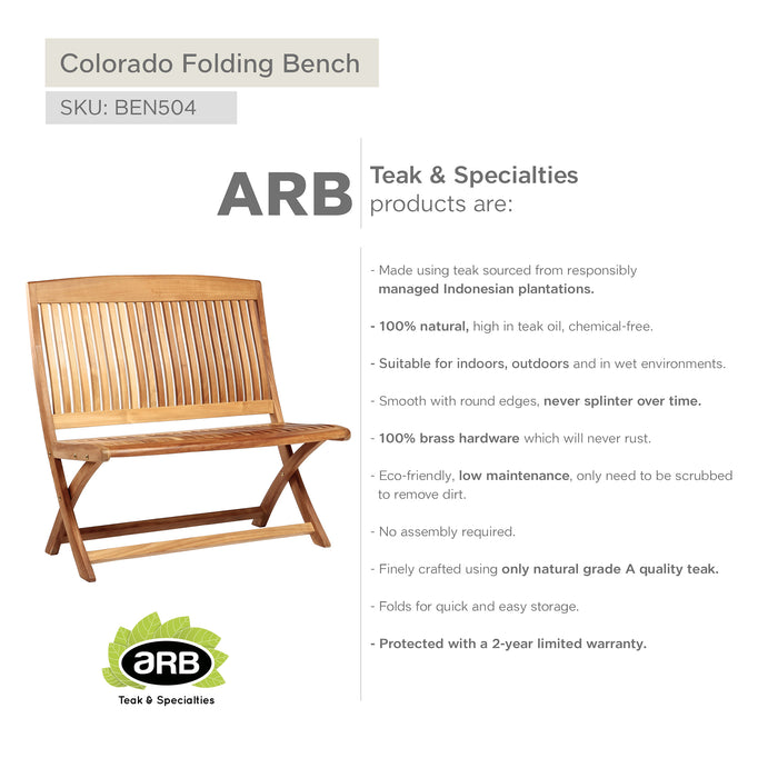 ARB Teak Folding Bench Colorado