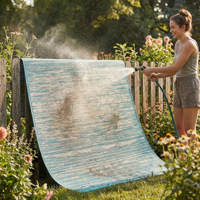 Brooklyn - Teal Outdoor Rug for Patio FINAL SALE