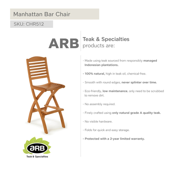 ARB Teak Folding Bar Chair Manhattan