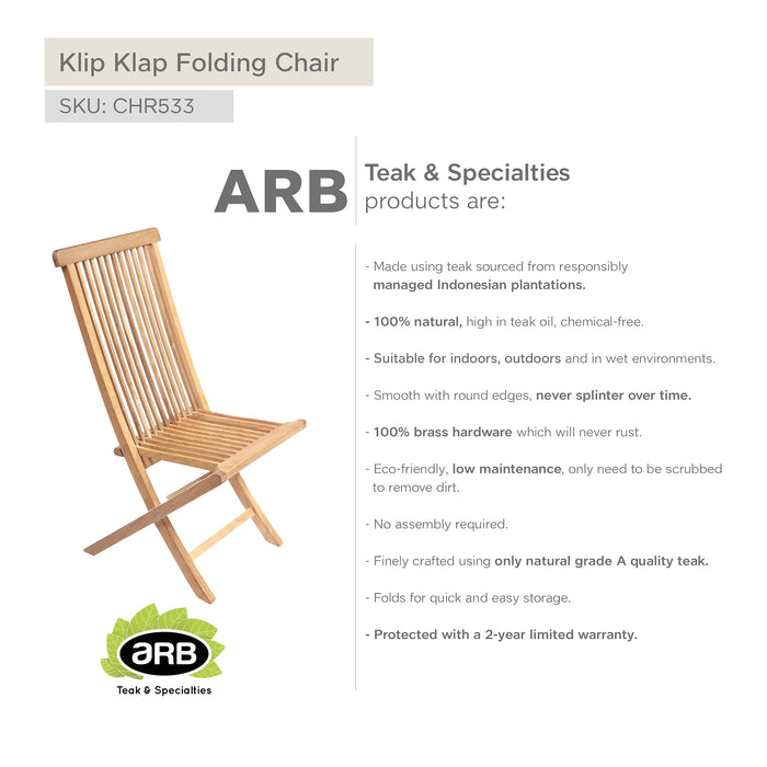 ARB Teak Folding Chair Klip Klap