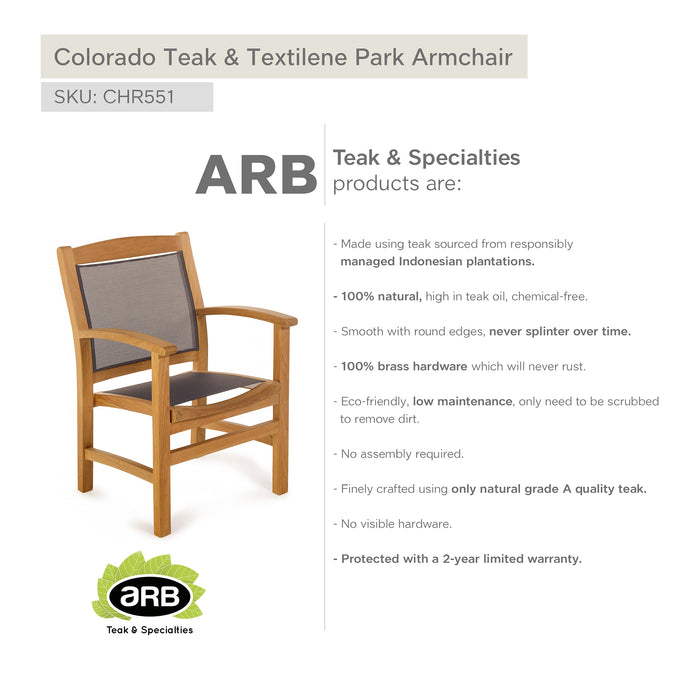 ARB Teak & Textilene Park Armchair Colorado 