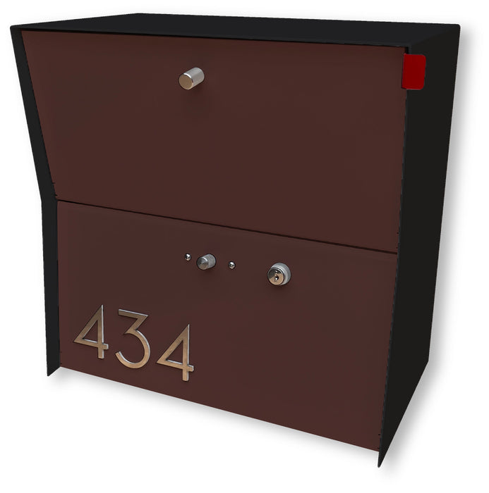 RetroBox Locking Small Package Wall Mounted Mailbox in Textured Matt Black