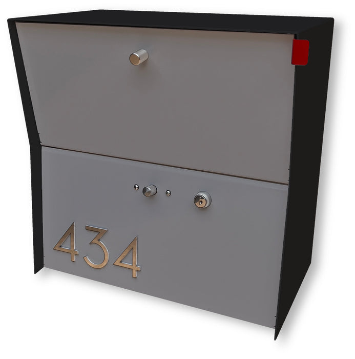 RetroBox Locking Small Package Wall Mounted Mailbox in Textured Matt Black