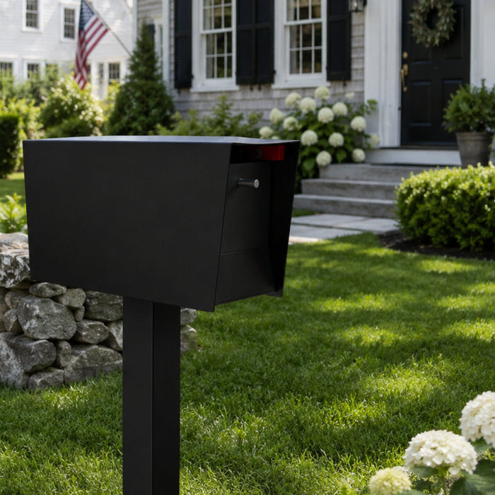 QUICK SHIP UpTown Box-2.0 in TEXTURED MATT JET BLACK on BLACK - Modern Mailbox