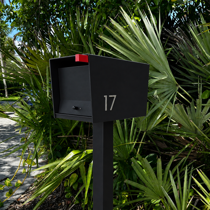 QUICK SHIP UpTown Box-2.0 in TEXTURED MATT JET BLACK on BLACK - Modern Mailbox