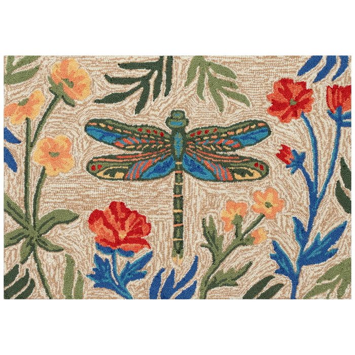 4675/44 Frontporch Floral Dragonfly Indoor/Outdoor Area Rug Multi by Trans Ocean