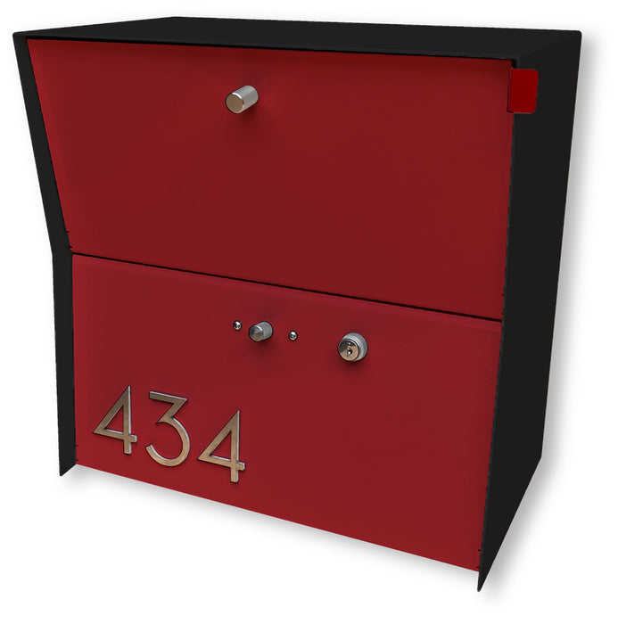 RetroBox Locking Small Package Wall Mounted Mailbox in Textured Matt Black
