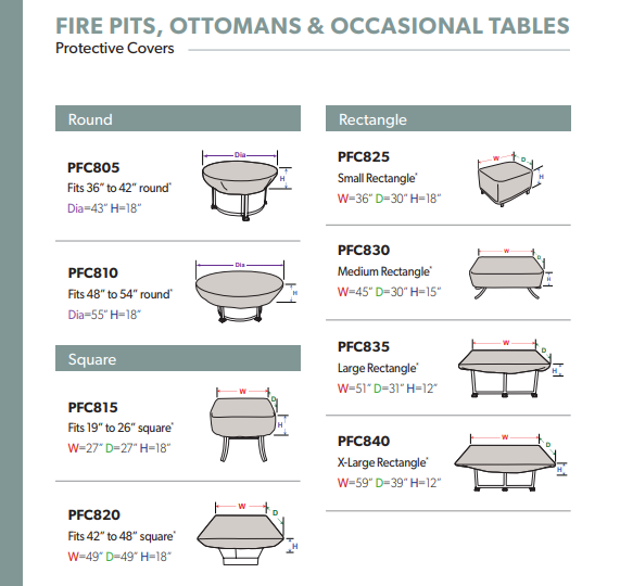 Treasure Garden  19" - 26" Square Fire Pit/Table/Ottoman Cover | New & Improved