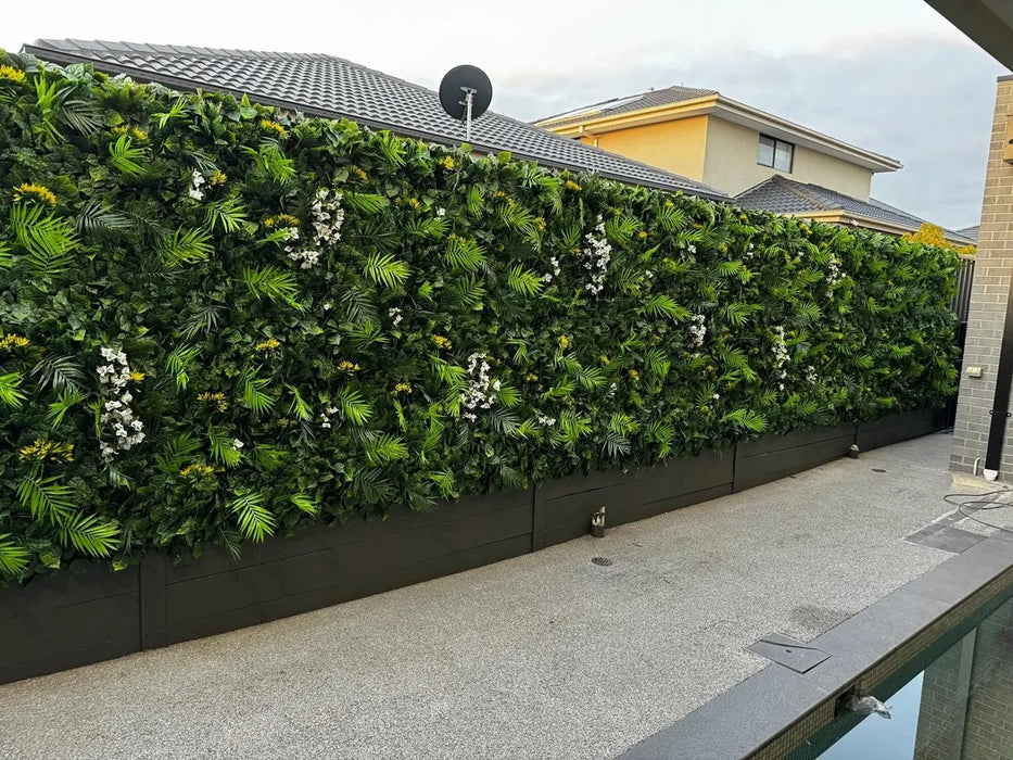 artificial hanging garden plants Luxury Flowering Hawaiian Sunrise Artificial Vertical Garden 40" x 40" — Outdoor Rooms by Design