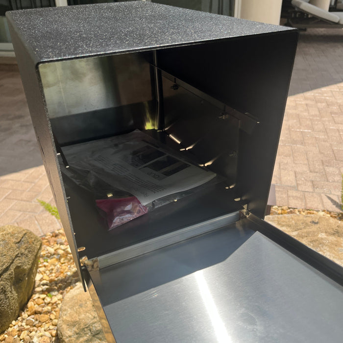 QUICK SHIP UpTown Box-2.0 in TEXTURED MATT JET BLACK on BLACK - Modern Mailbox