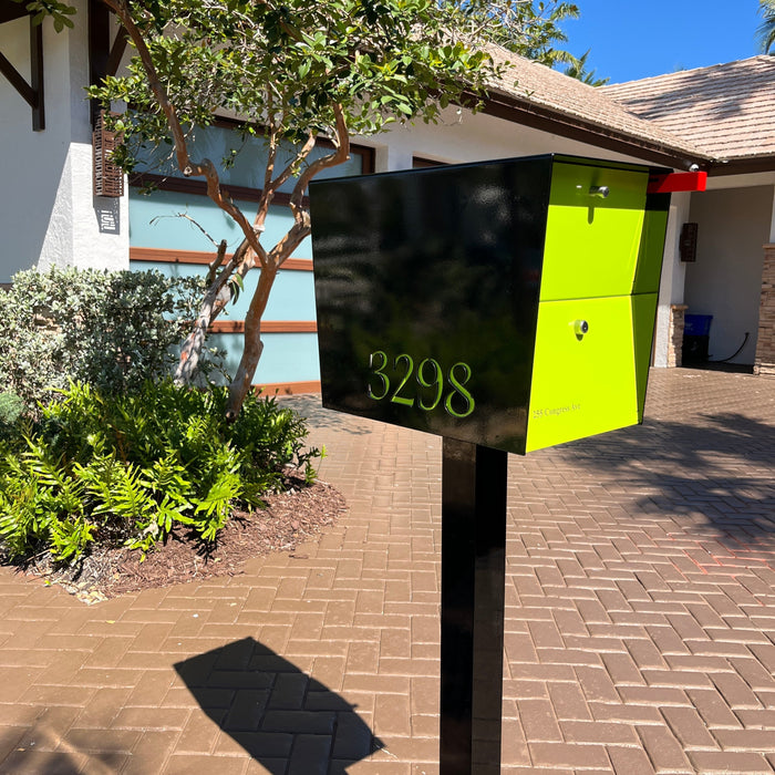 NEW! The UpTown Box Locking Package Dropbox  in TEXTURED MATT JET BLACK - Modern Mailbox