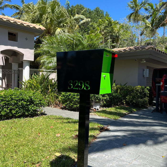 NEW! The UpTown Box Locking Package Dropbox  in TEXTURED MATT JET BLACK - Modern Mailbox