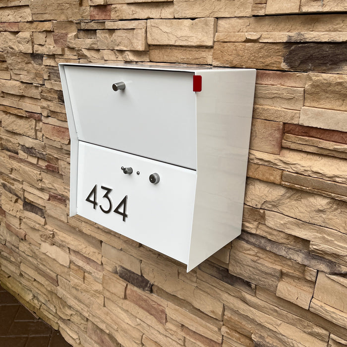RetroBox Locking Small Package Wall Mounted Mailbox in White