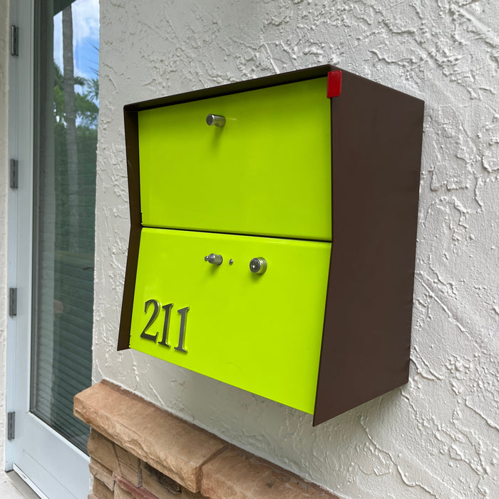 RetroBox Locking Small Package Wall Mounted Mailbox in Coco Nut