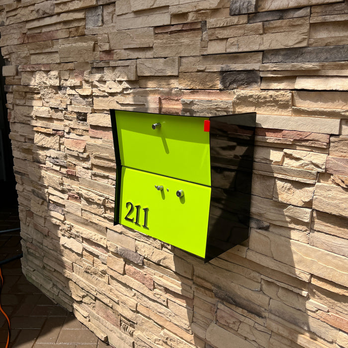 RetroBox Locking Small Package Wall Mounted Mailbox in Textured Matt Black