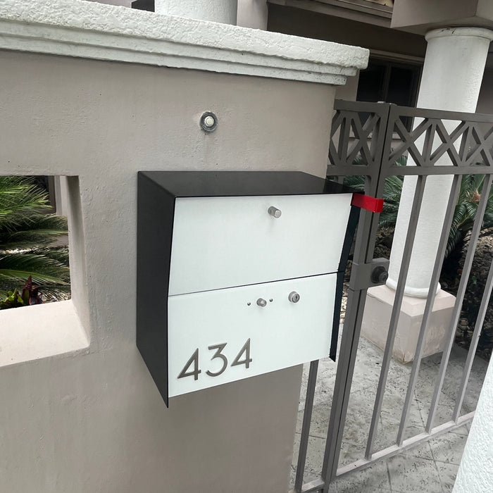 RetroBox Locking Small Package Wall Mounted Mailbox in Textured Matt Black