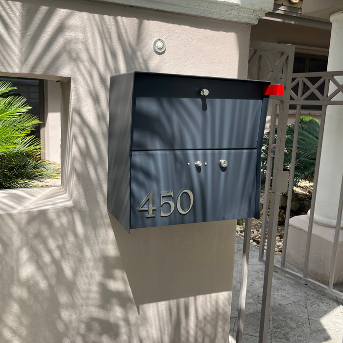RetroBox Locking Small Package Wall Mounted Mailbox in Textured Matt Black