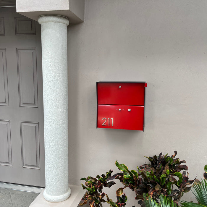 RetroBox Locking Small Package Wall Mounted Mailbox in Textured Matt Black