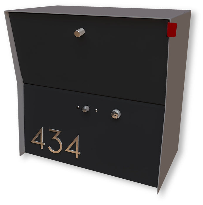 RetroBox Locking Small Package Wall Mounted Mailbox in Designer Gray