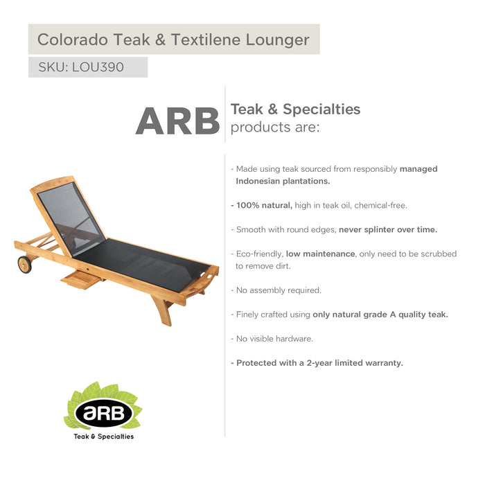 ARB Teak & Textilene Lounger Colorado