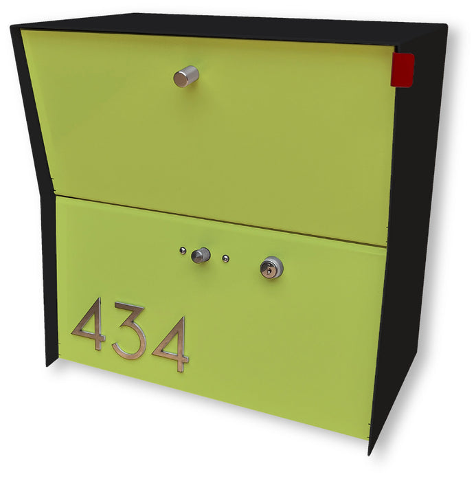 RetroBox Locking Small Package Wall Mounted Mailbox in Textured Matt Black