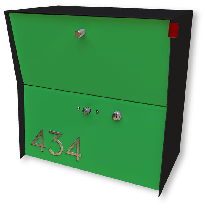 RetroBox Locking Small Package Wall Mounted Mailbox in Textured Matt Black