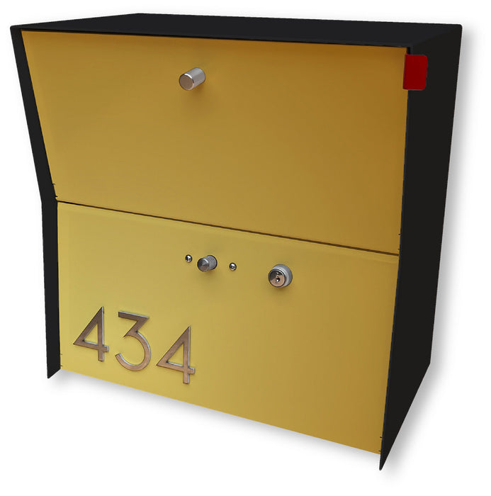 RetroBox Locking Small Package Wall Mounted Mailbox in Textured Matt Black