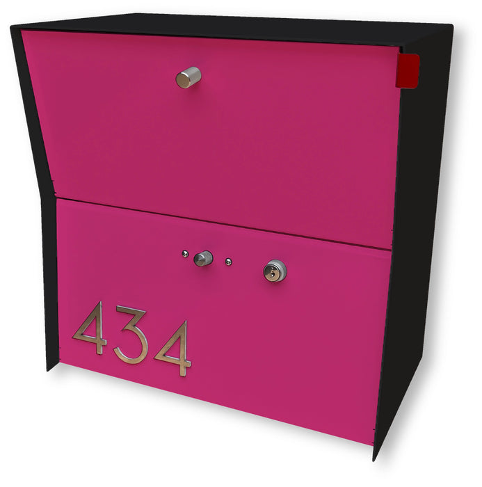 RetroBox Locking Small Package Wall Mounted Mailbox in Textured Matt Black