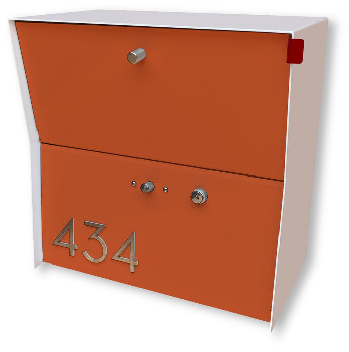 RetroBox Locking Small Package Wall Mounted Mailbox in White