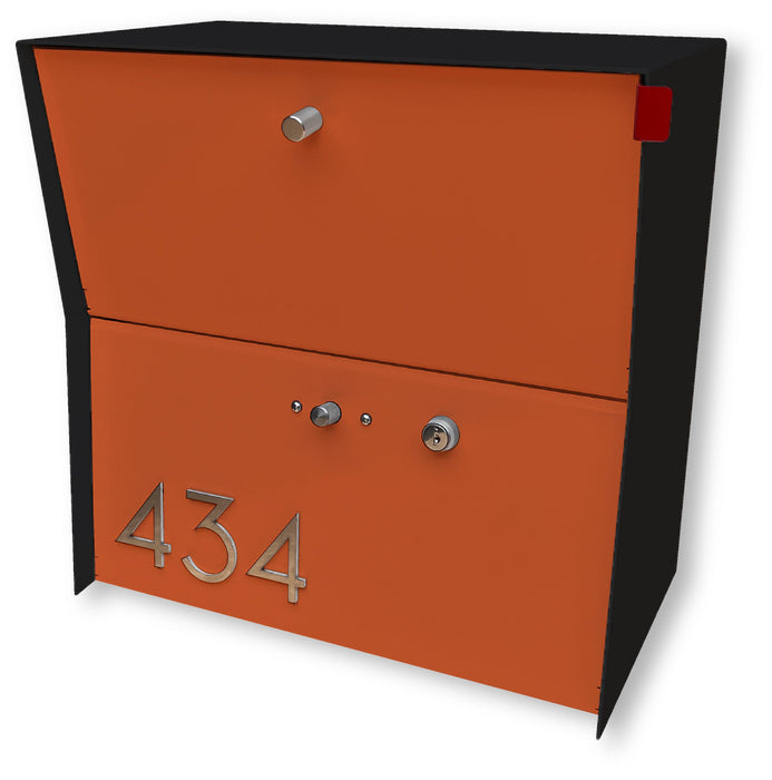 RetroBox Locking Small Package Wall Mounted Mailbox in Textured Matt Black