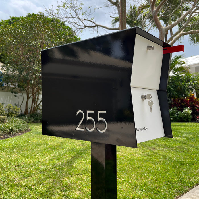 NEW! The Retrobox Locking Package Dropbox in TEXTURED MATT JET BLACK - Modern Mailbox
