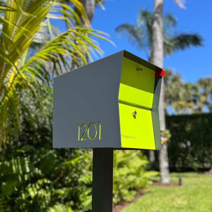 NEW! The Retrobox Locking Package Dropbox in GRAY- Modern Mailbox