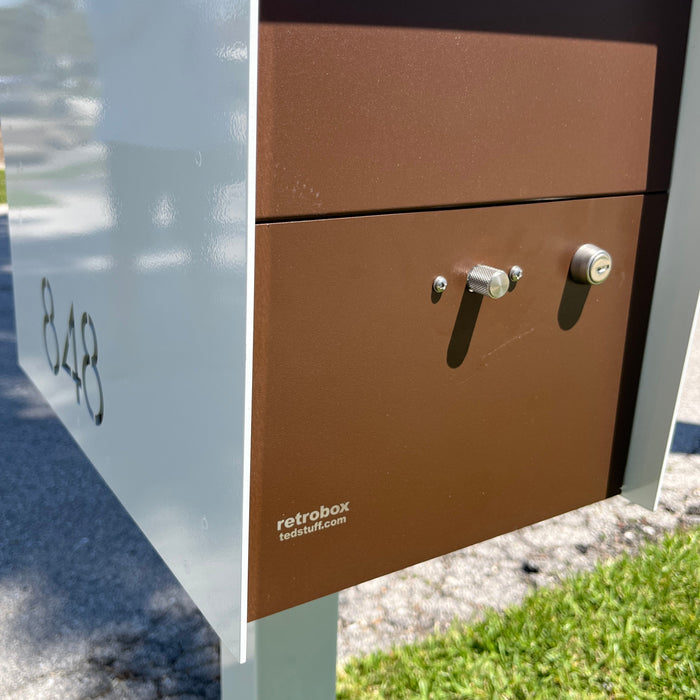 NEW! The Retrobox Locking Package Dropbox in GRAY- Modern Mailbox