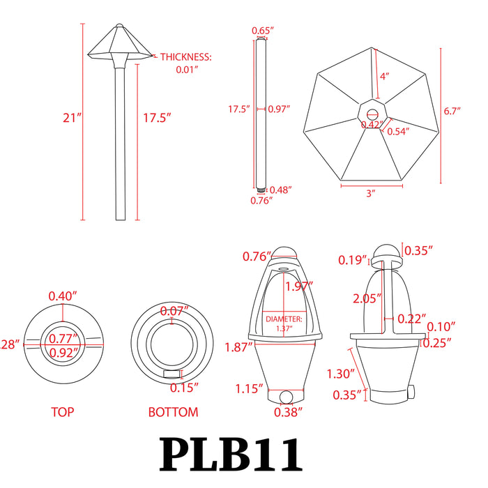 PLB11 Brass LED Low Voltage Pathway Outdoor Lighting Landscape Fixture